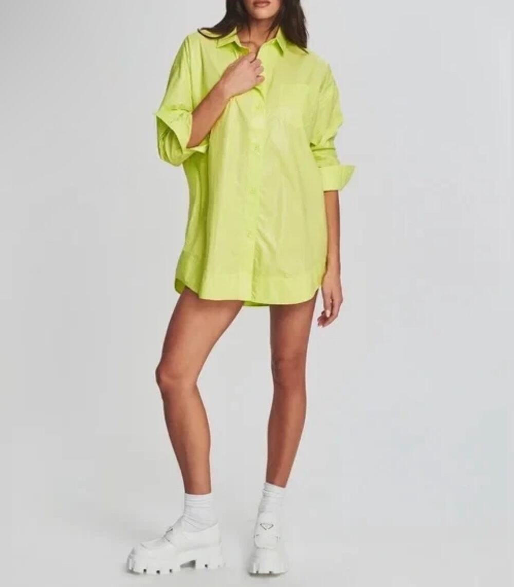 SER.O.YA Addy Button Front Shirt Dress Lime Size Medium
